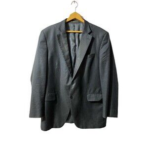 Peter Millar Blazer 44T Jacket Canada Made Check Print Gray Black Sports Coat
